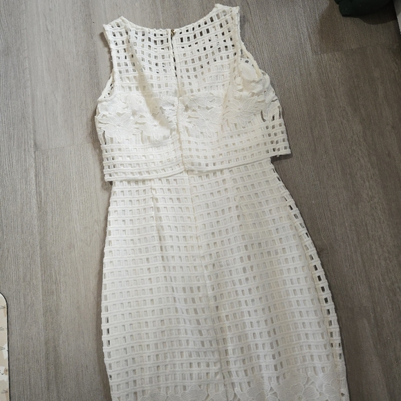 Guess White Sheer Floral Lattice Overlay Dress, SIZE 2 - Picture 6 of 15